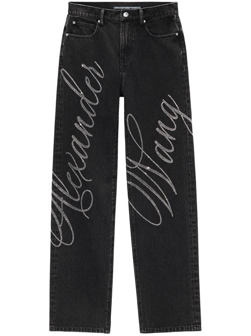 Jeans EZ a vita media con logo con strass termoapplicati Alexander Wang | 4DC3244455015